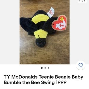1999 McDonald's Ty bumblebee teeny beanie baby, Black and Yellow